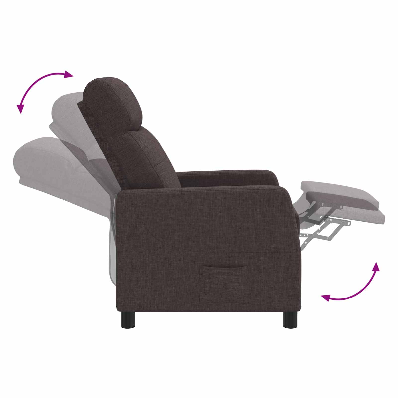 Massage Recliner Donkerbruin Stof