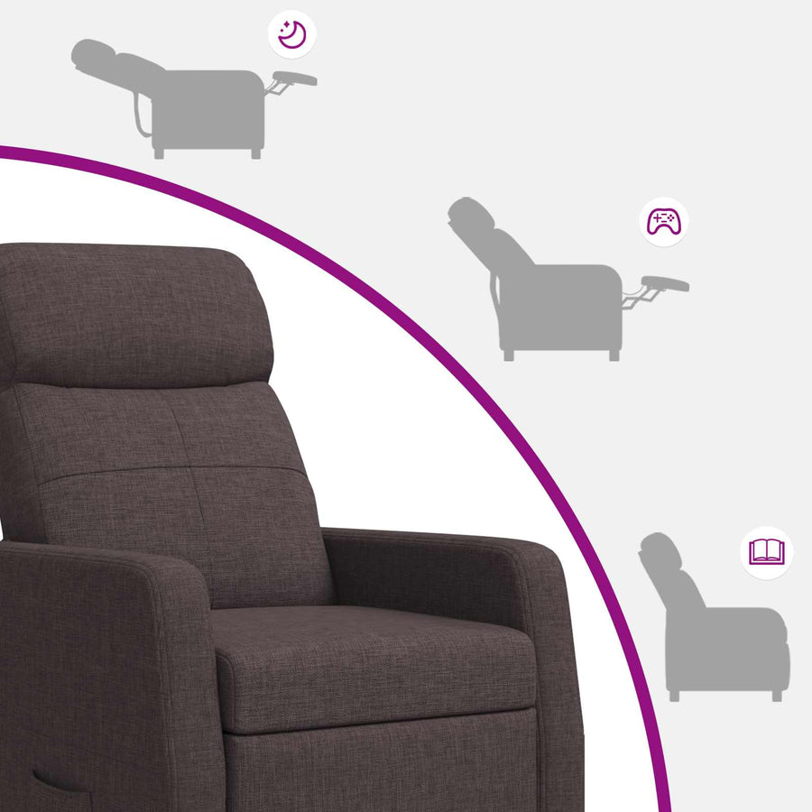 Massage Recliner Donkerbruin Stof