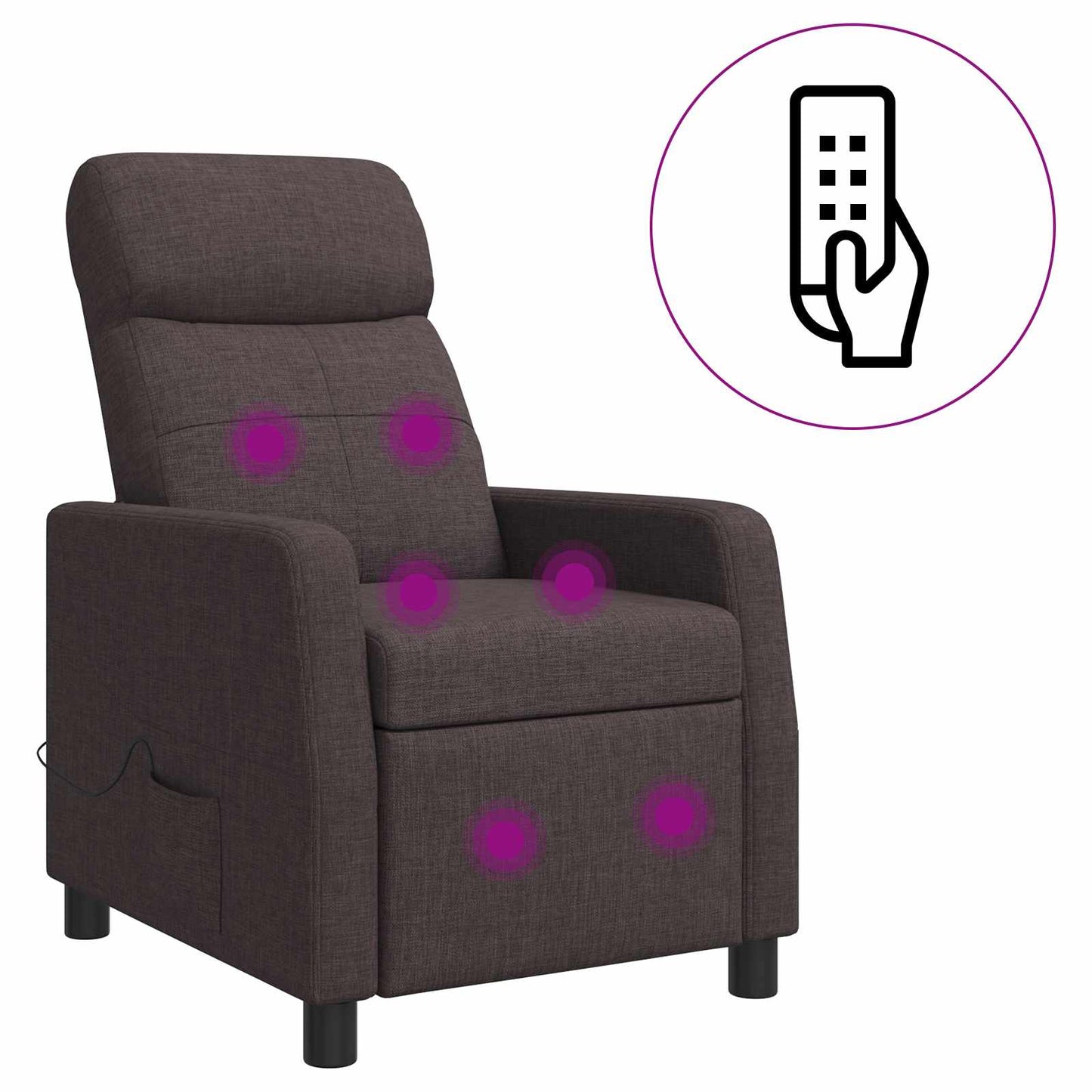 Massage Recliner Donkerbruin Stof