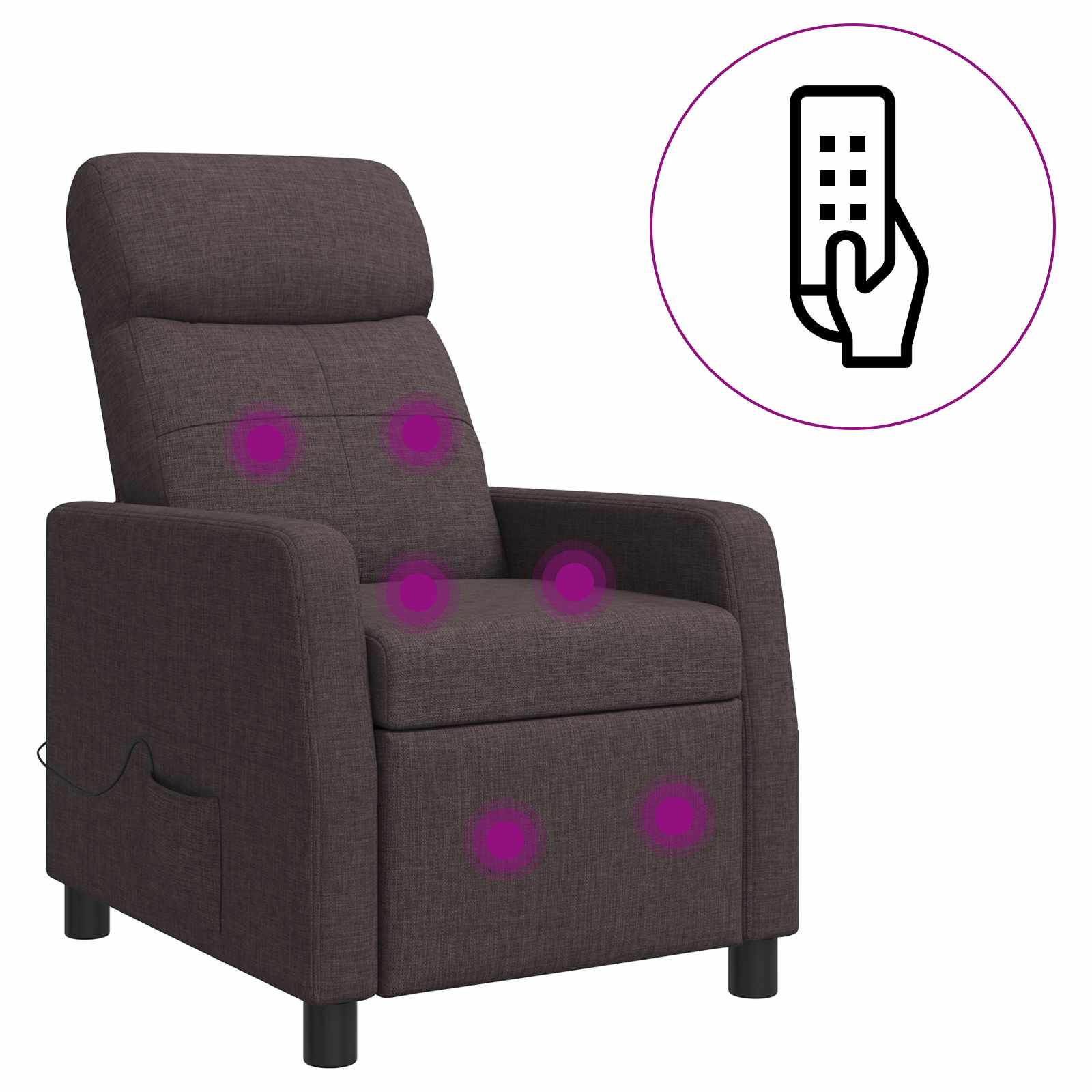 Massage Recliner Donkerbruin Stof