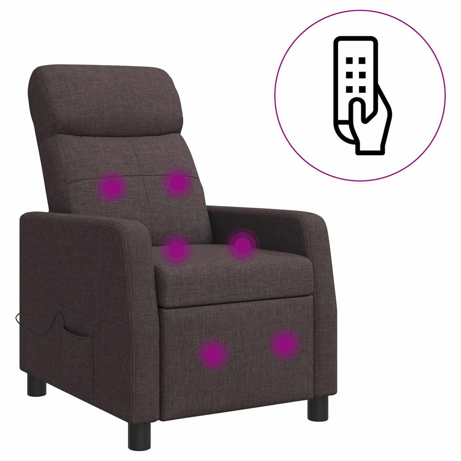 Massage Recliner Donkerbruin Stof