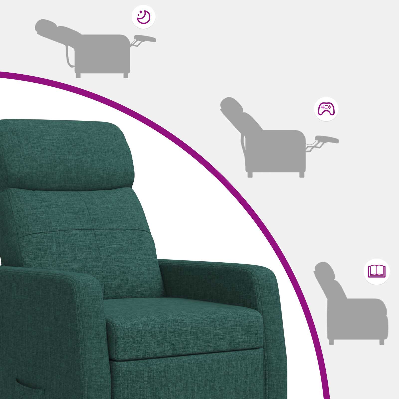 Massage Recliner Donkergroen Stof