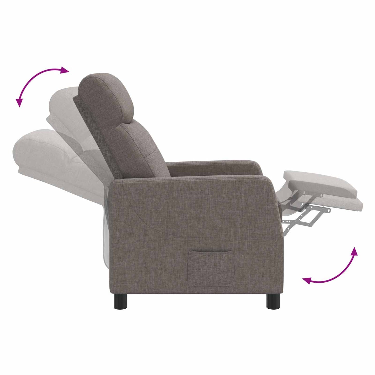 Massage Recliner Taupe Stof