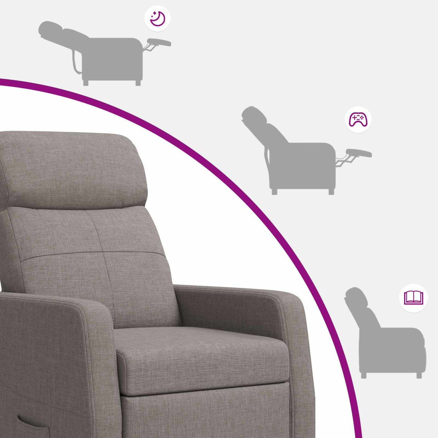 Massage Recliner Taupe Stof