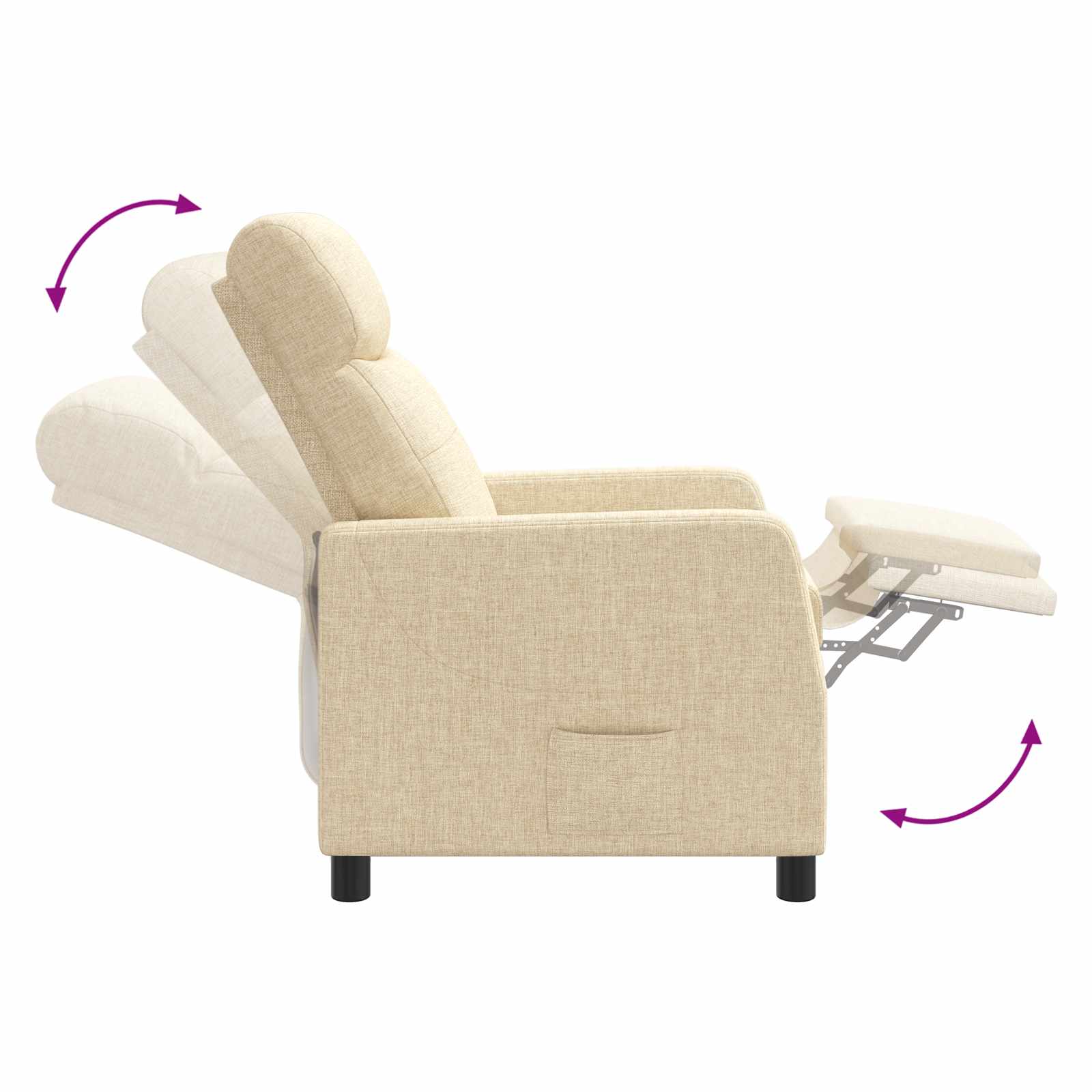 Massage Recliner Crèmekleurig Stof