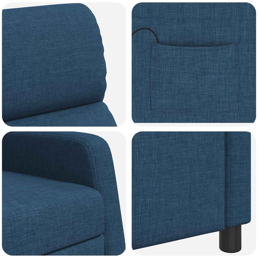 Massage Recliner Blauw Stof