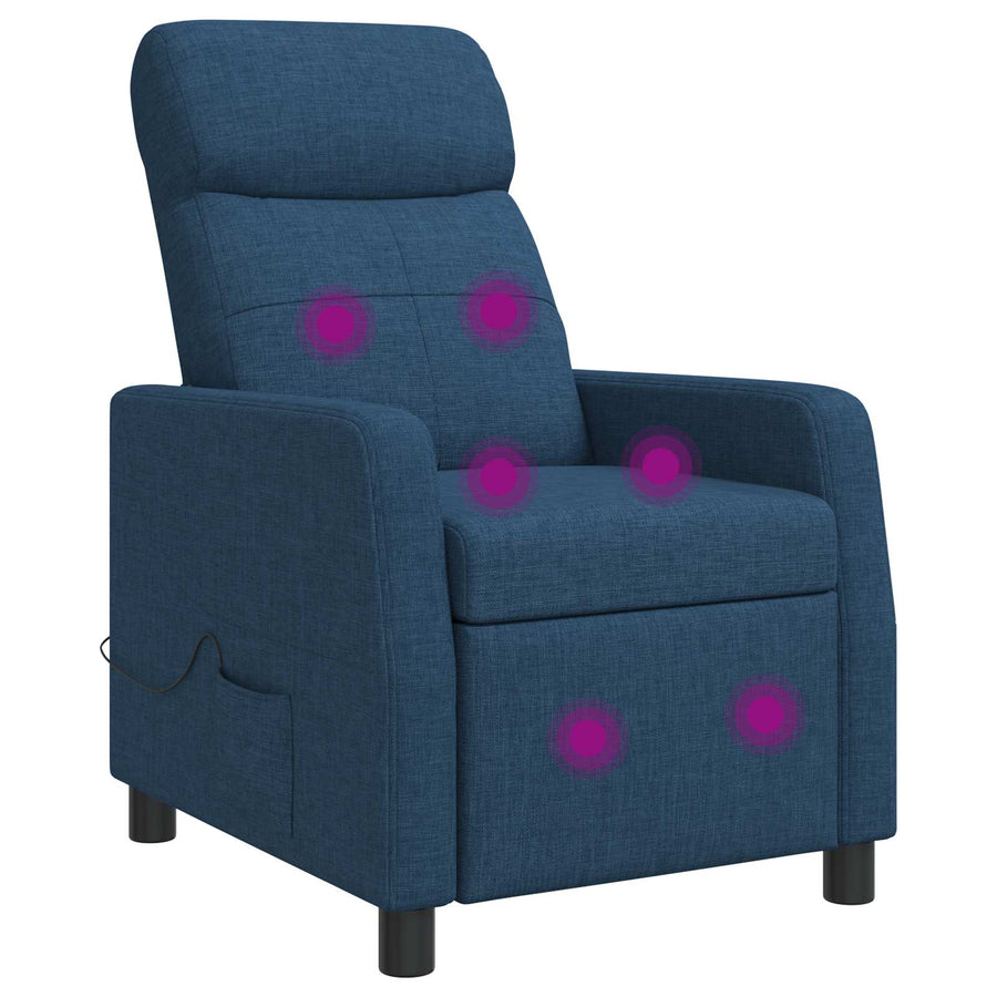 Massage Recliner Blauw Stof