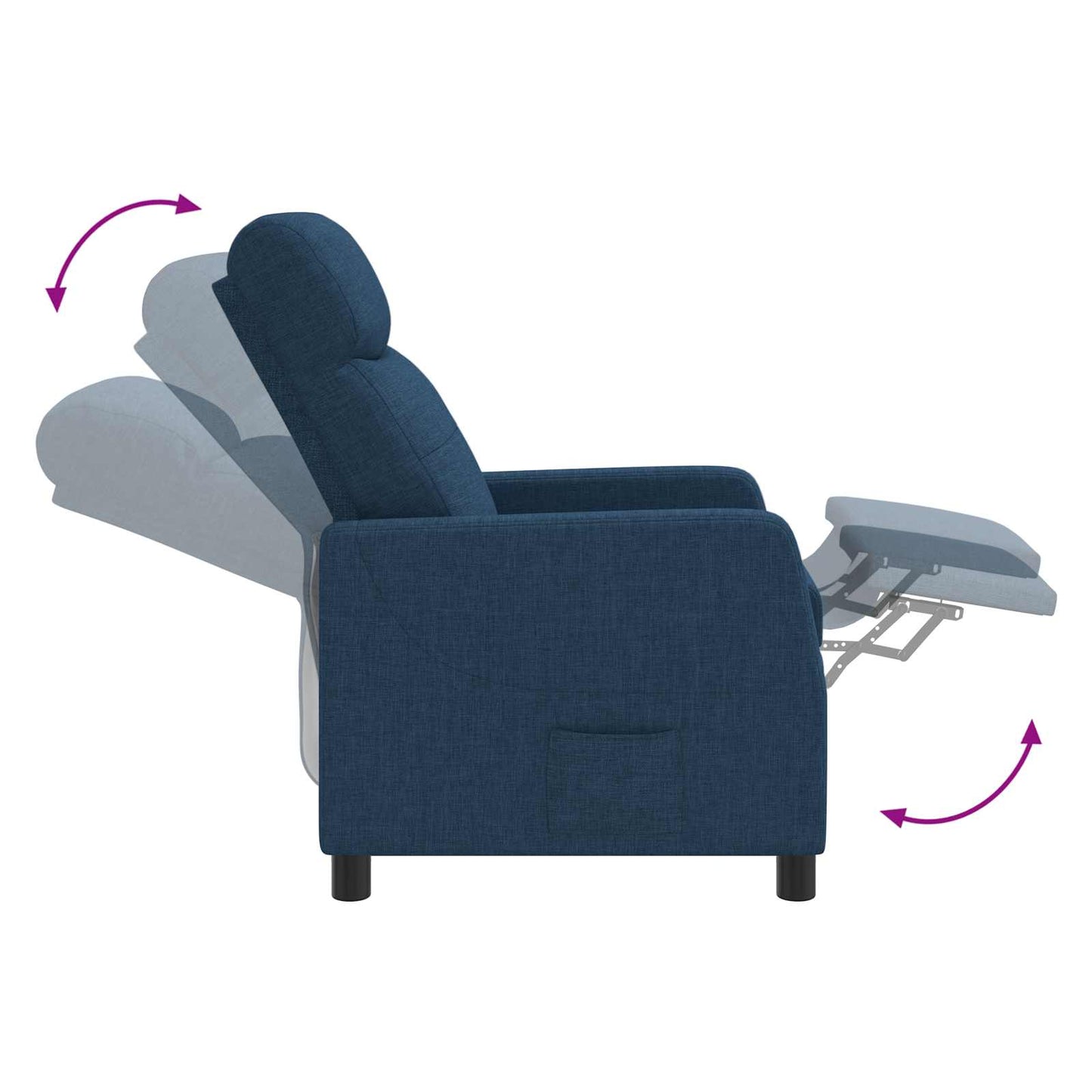 Massage Recliner Blauw Stof