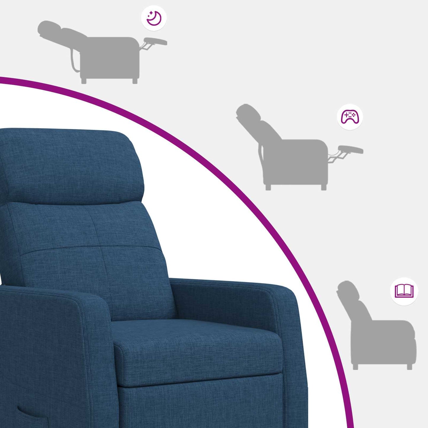 Massage Recliner Blauw Stof