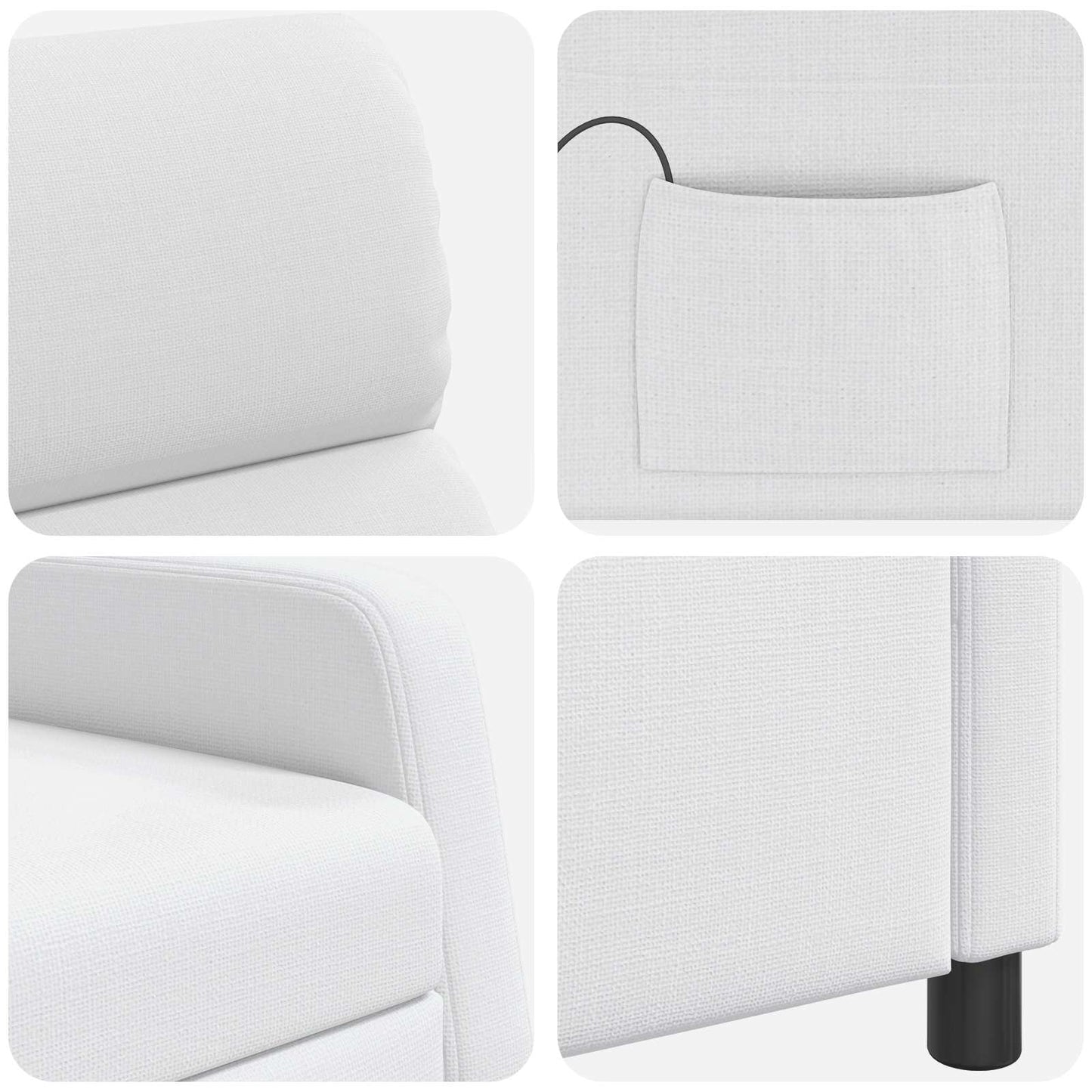 Massage Recliner Wit Stof