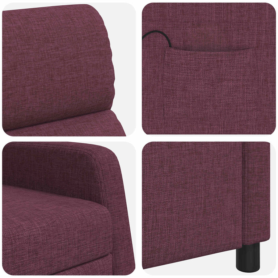 Massage Recliner Paars Stof