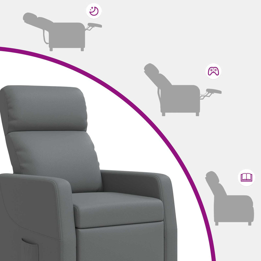 Relaxfauteuil Grijs Kunstleer