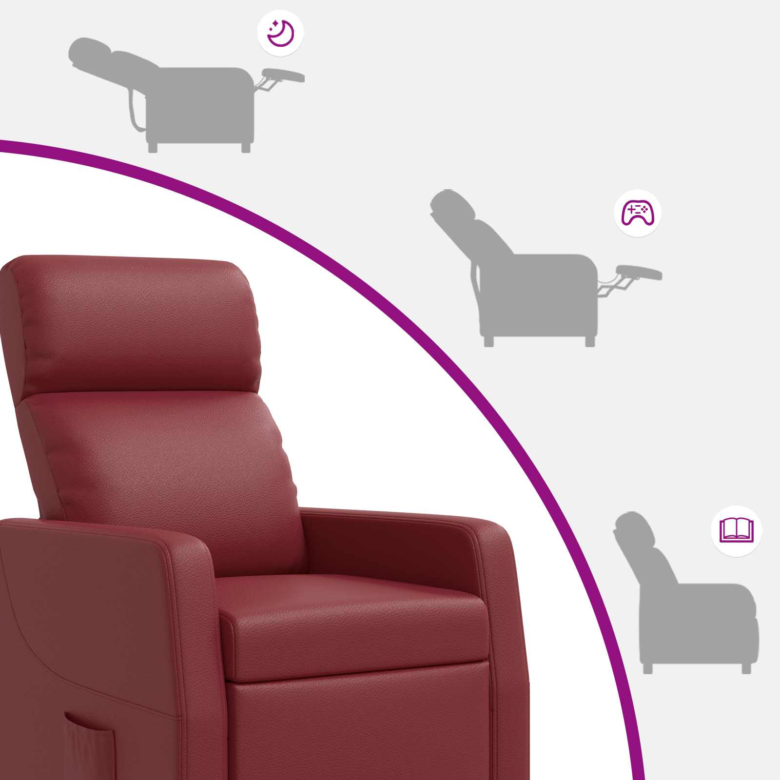 Relaxfauteuil Wijnrood Kunstleer