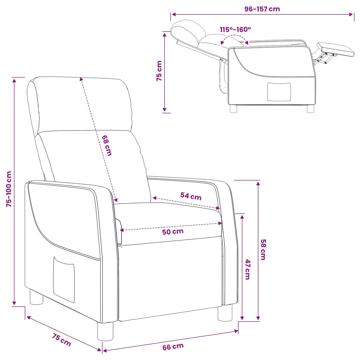 Relaxfauteuil Donkergrijs Stof