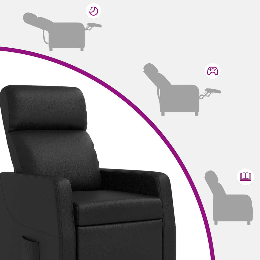 Massage Recliner Zwart Kunstleer