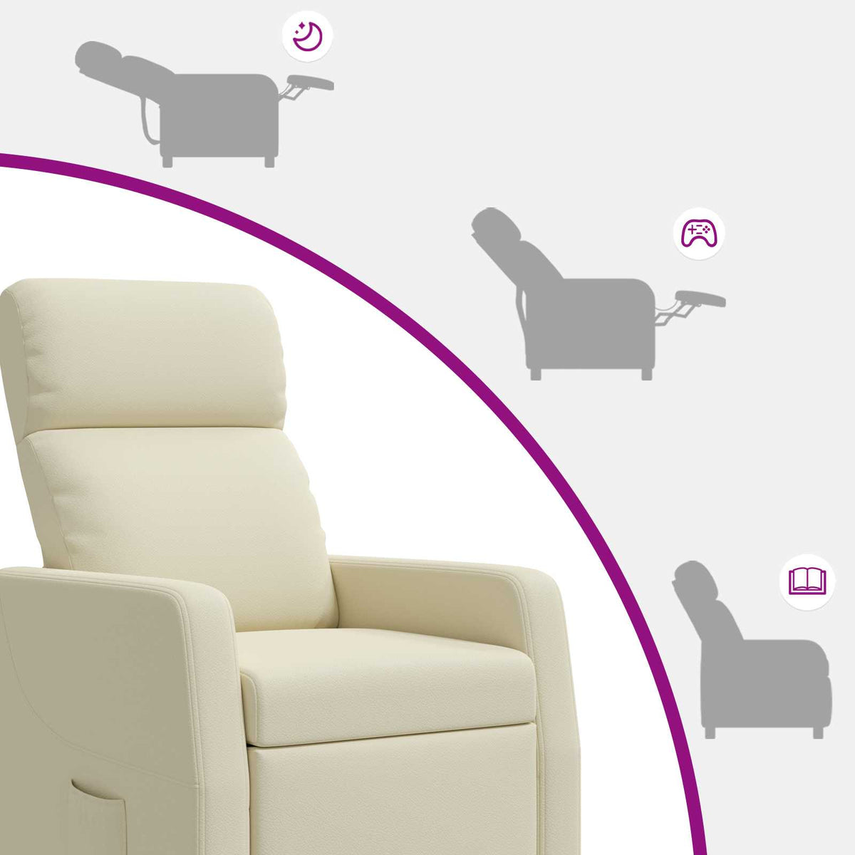 Massage Recliner Crèmekleurig Kunstleer