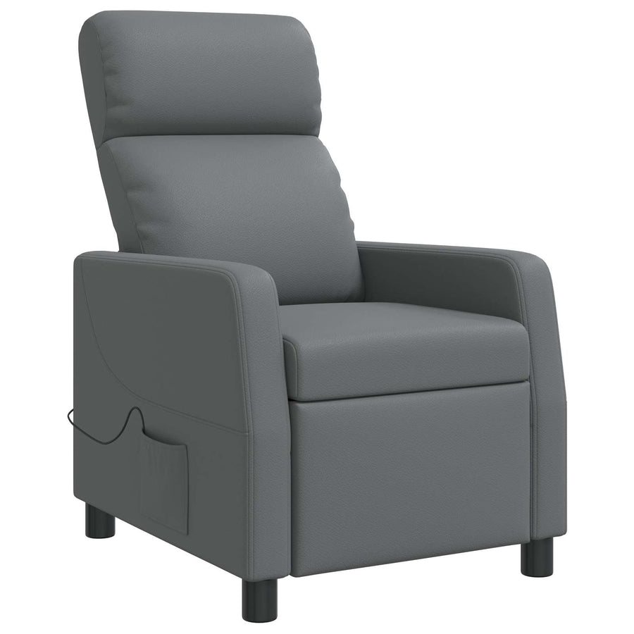 Massage Recliner Grijs Kunstleer