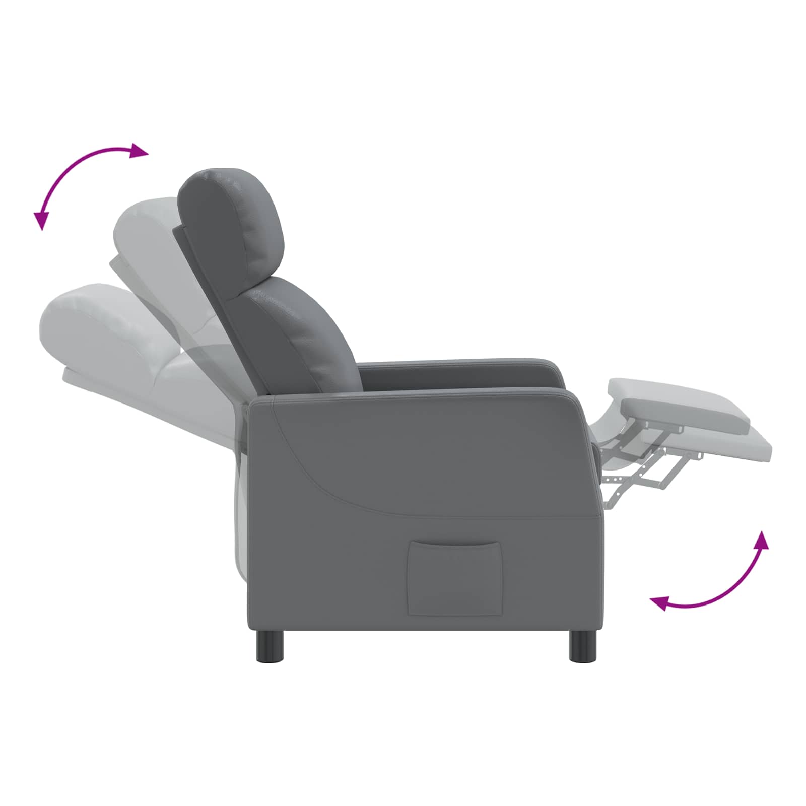 Massage Recliner Grijs Kunstleer
