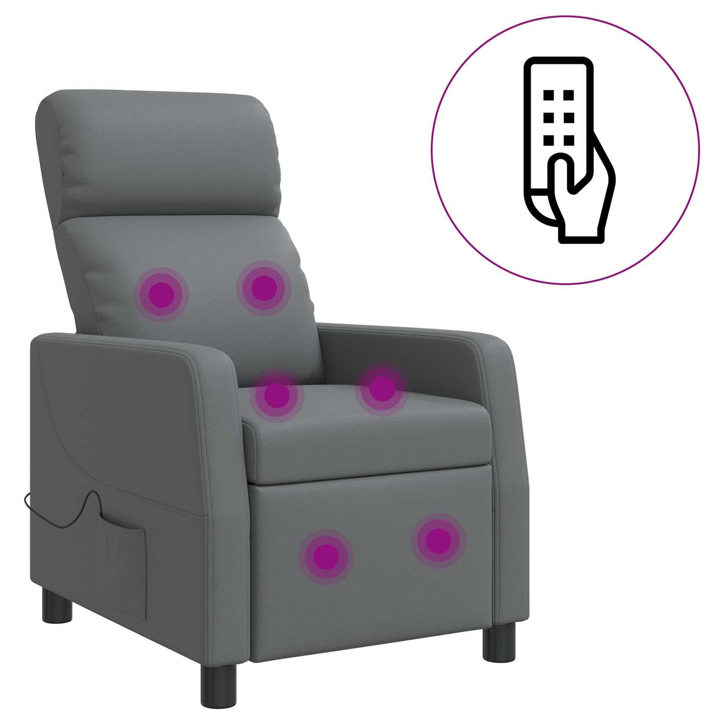 Massage Recliner Grijs Kunstleer