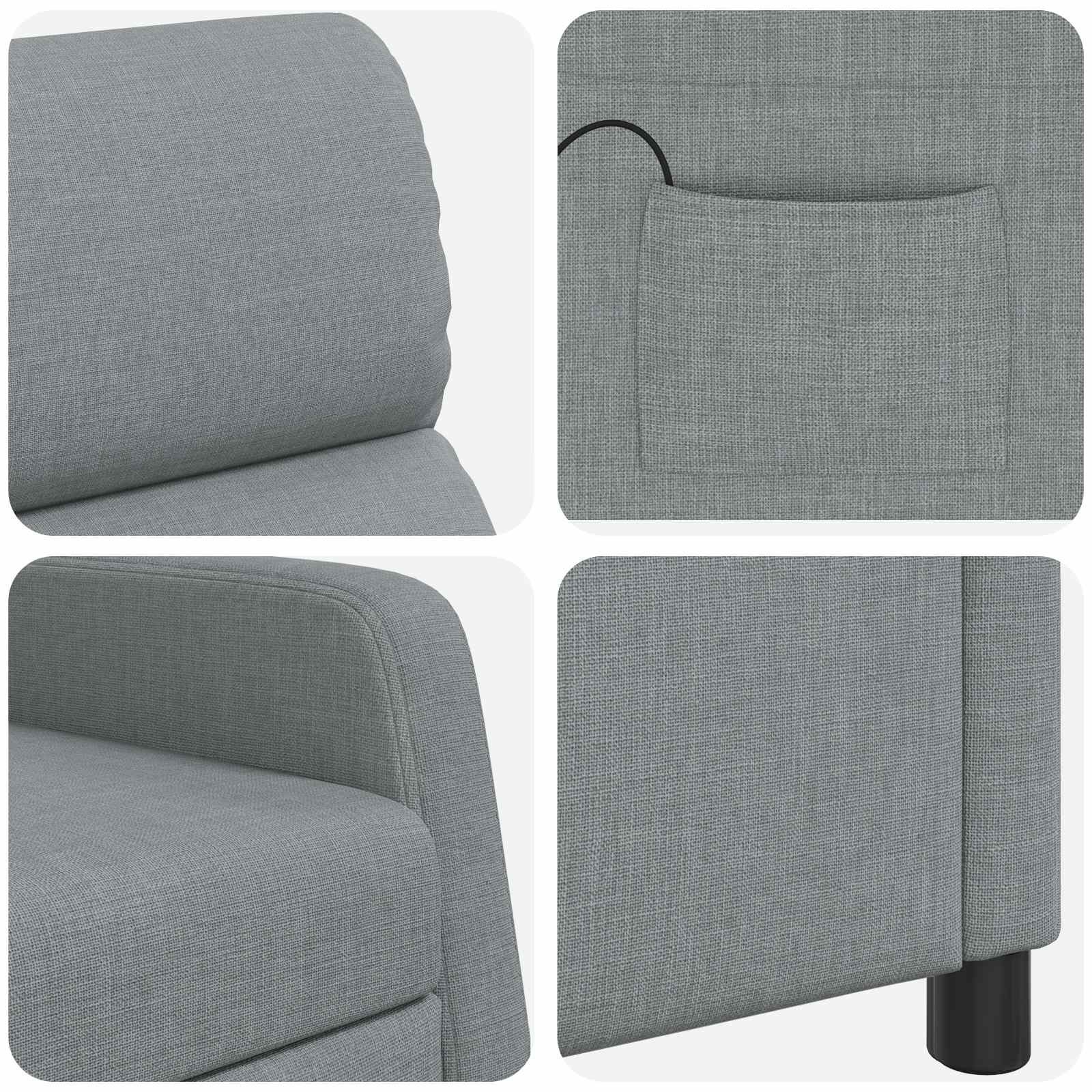 Massage Recliner Lichtgrijs Stof