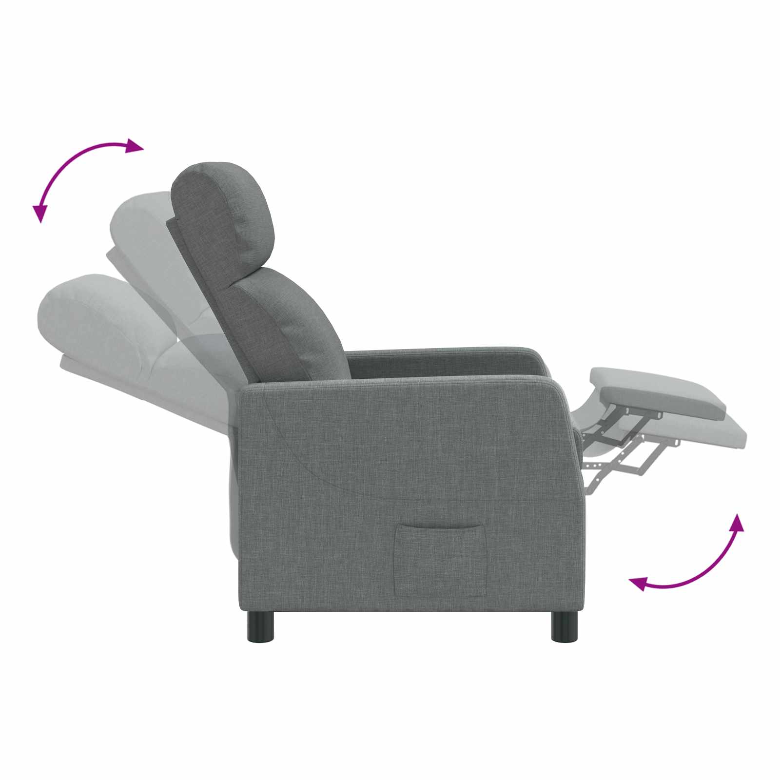 Massage Recliner Donkergrijs Stof