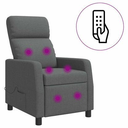 Massage Recliner Donkergrijs Stof