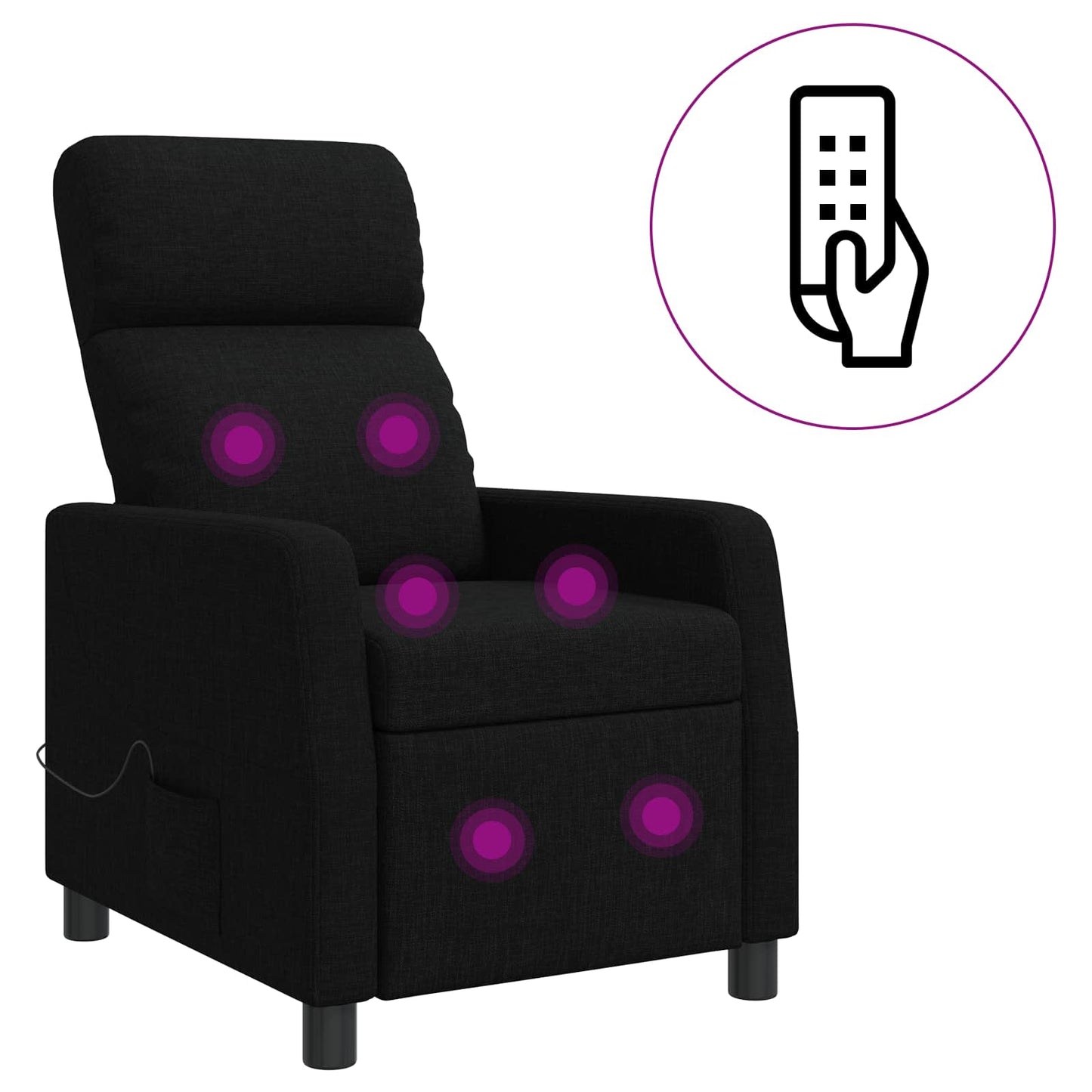 Massage Recliner Zwart Stof