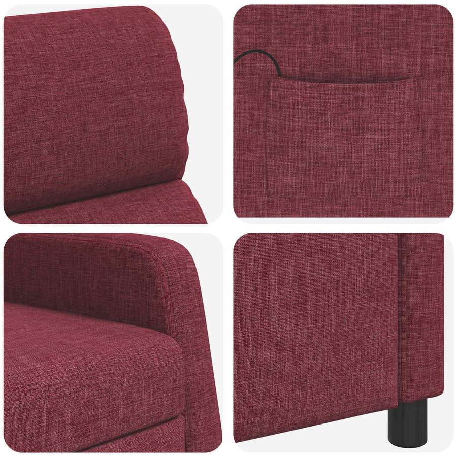 Massage Recliner Wijnrood Stof