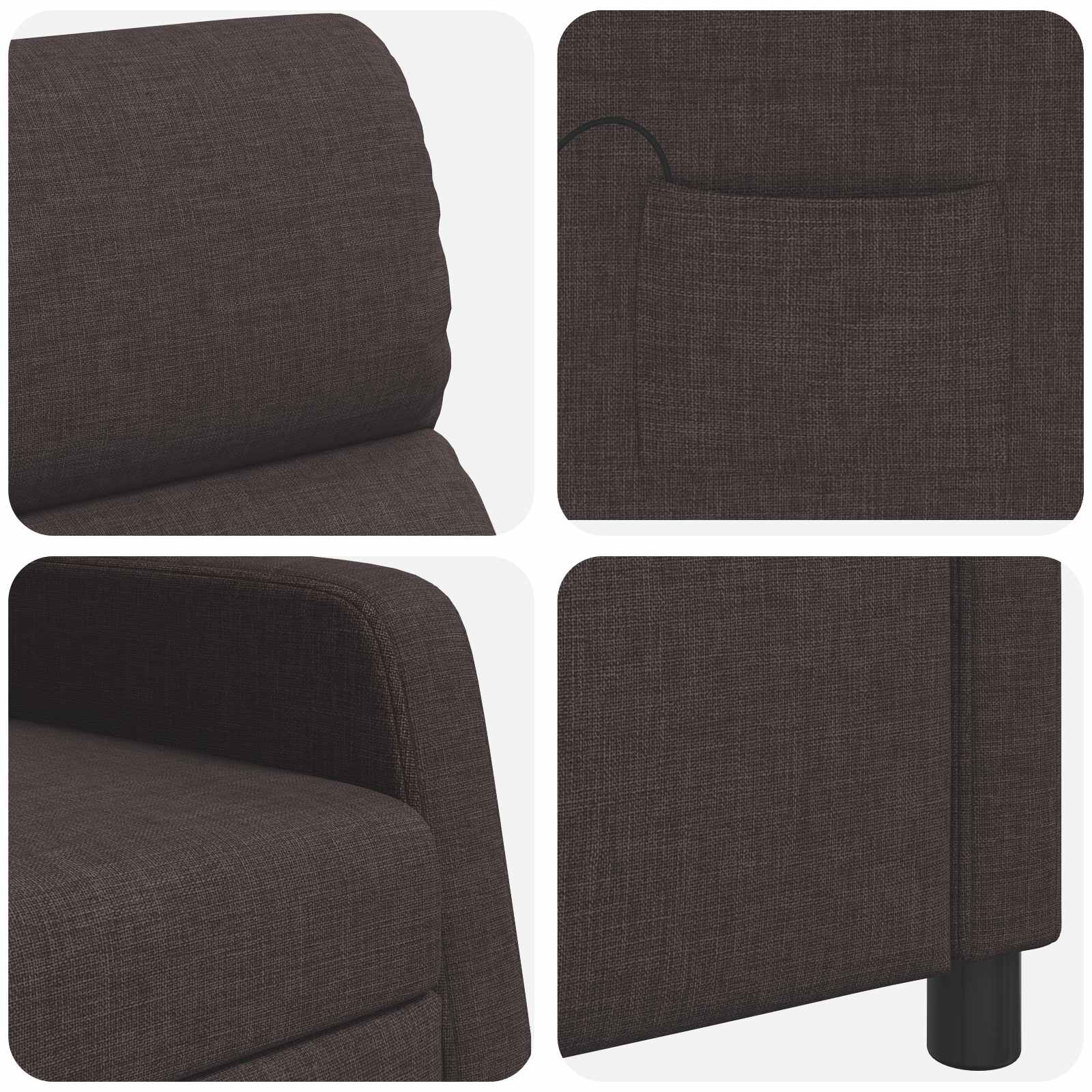Massage Recliner Donkerbruin Stof