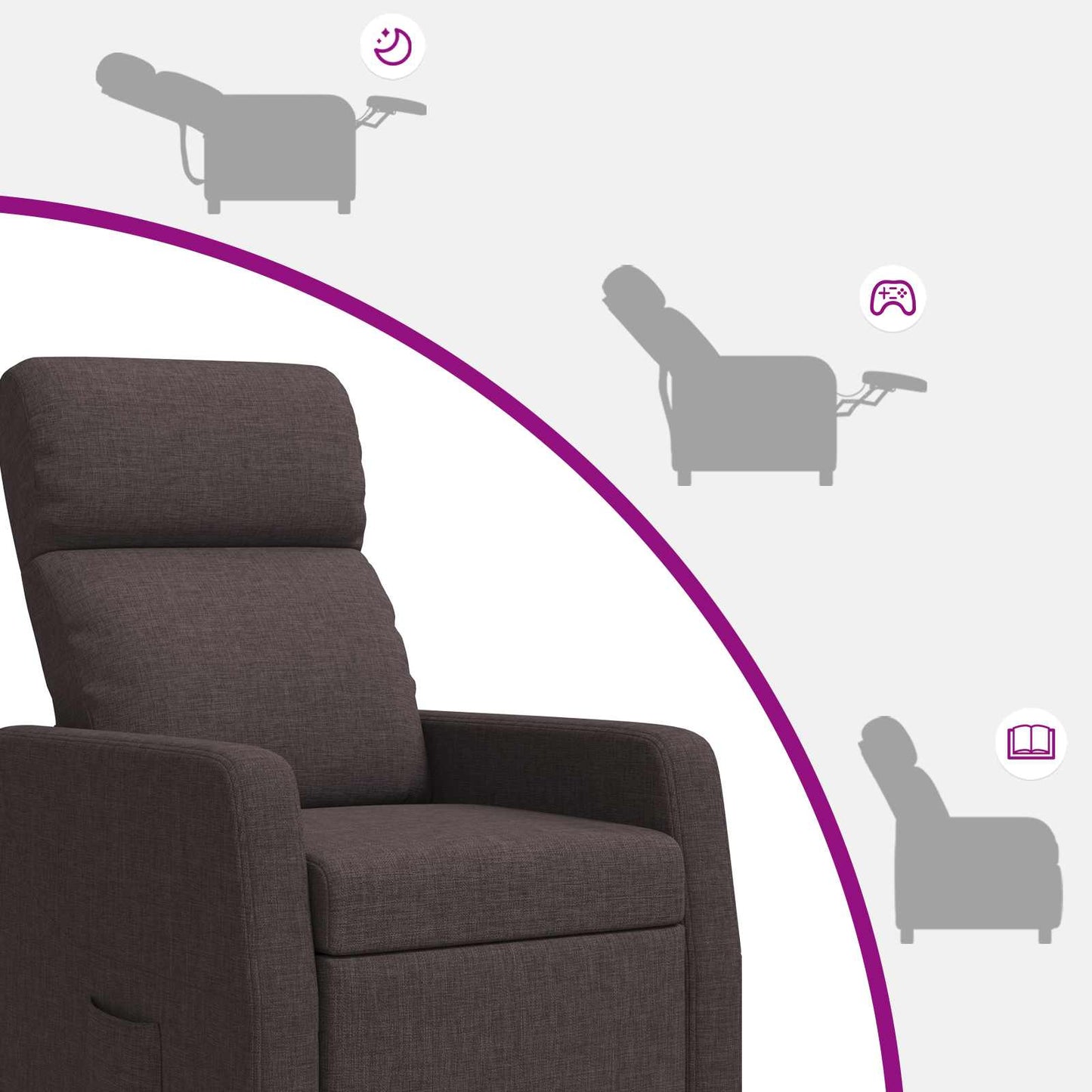Massage Recliner Donkerbruin Stof