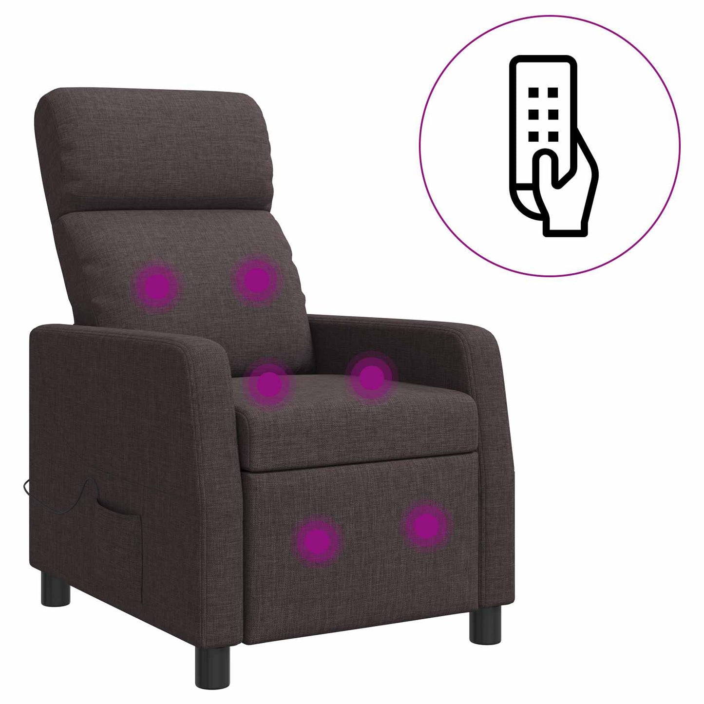 Massage Recliner Donkerbruin Stof