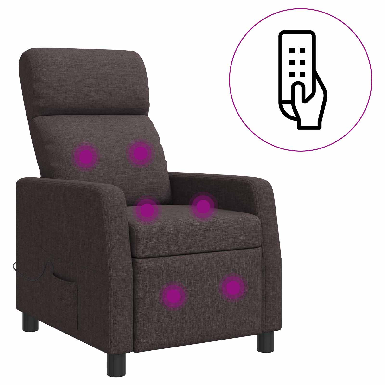 Massage Recliner Donkerbruin Stof