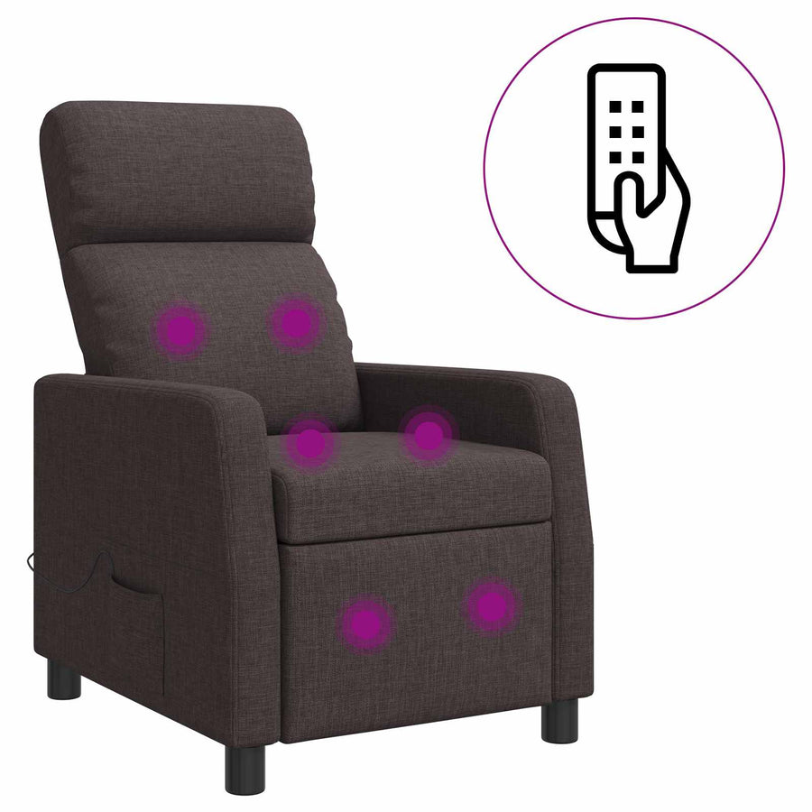 Massage Recliner Donkerbruin Stof