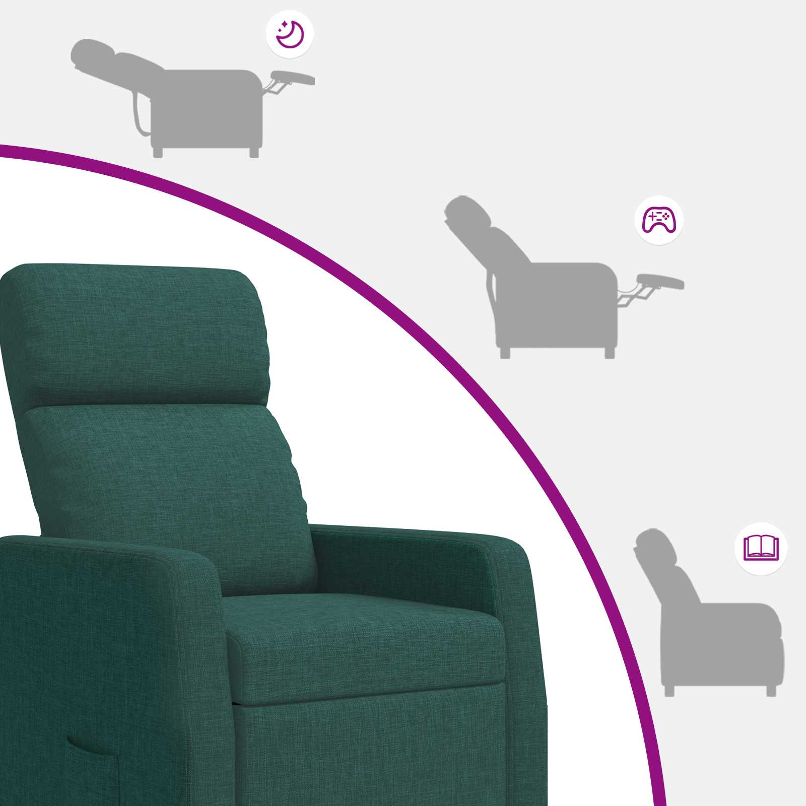 Massage Recliner Donkergroen Stof