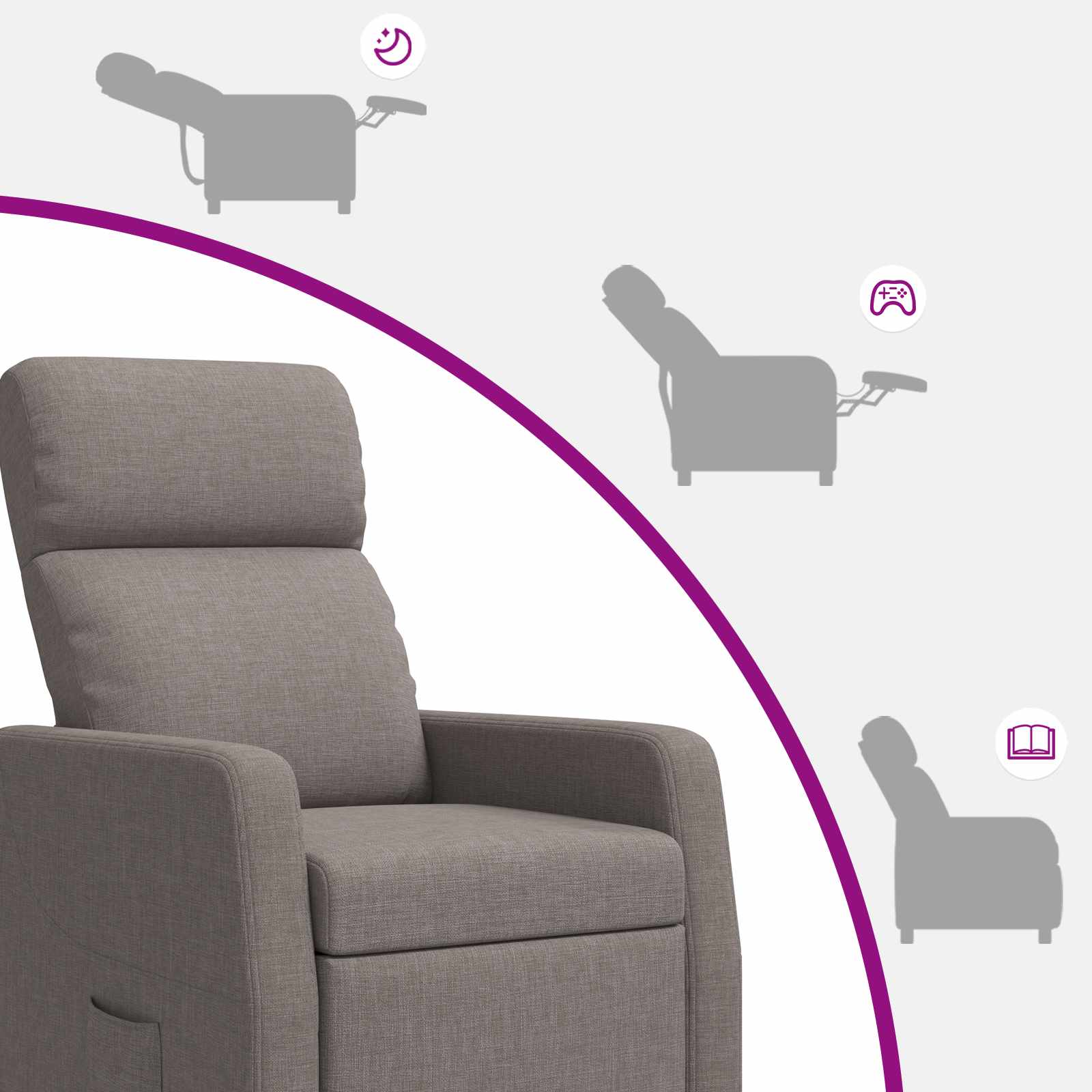 Massage Recliner Taupe Stof