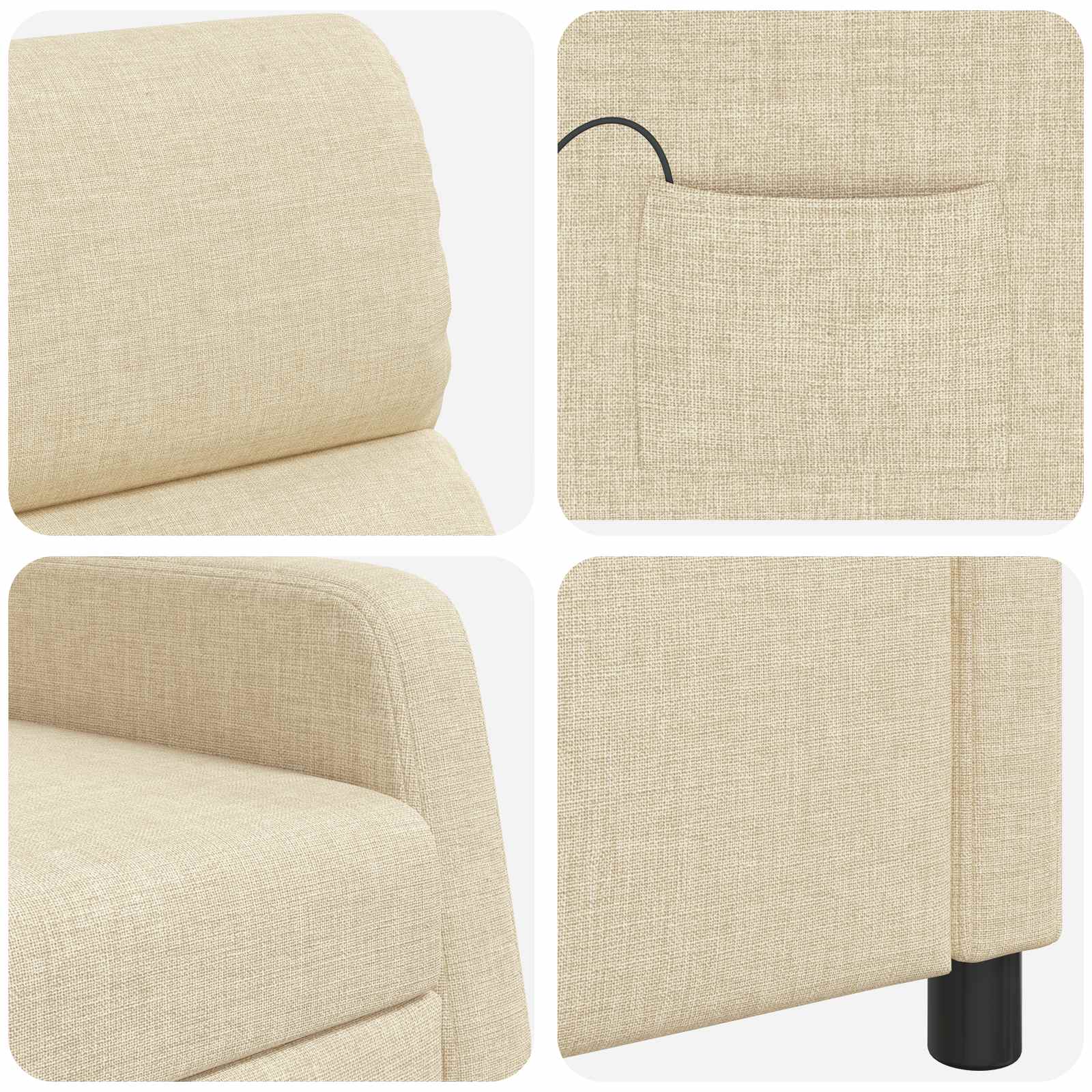 Massage Recliner Crèmekleurig Stof