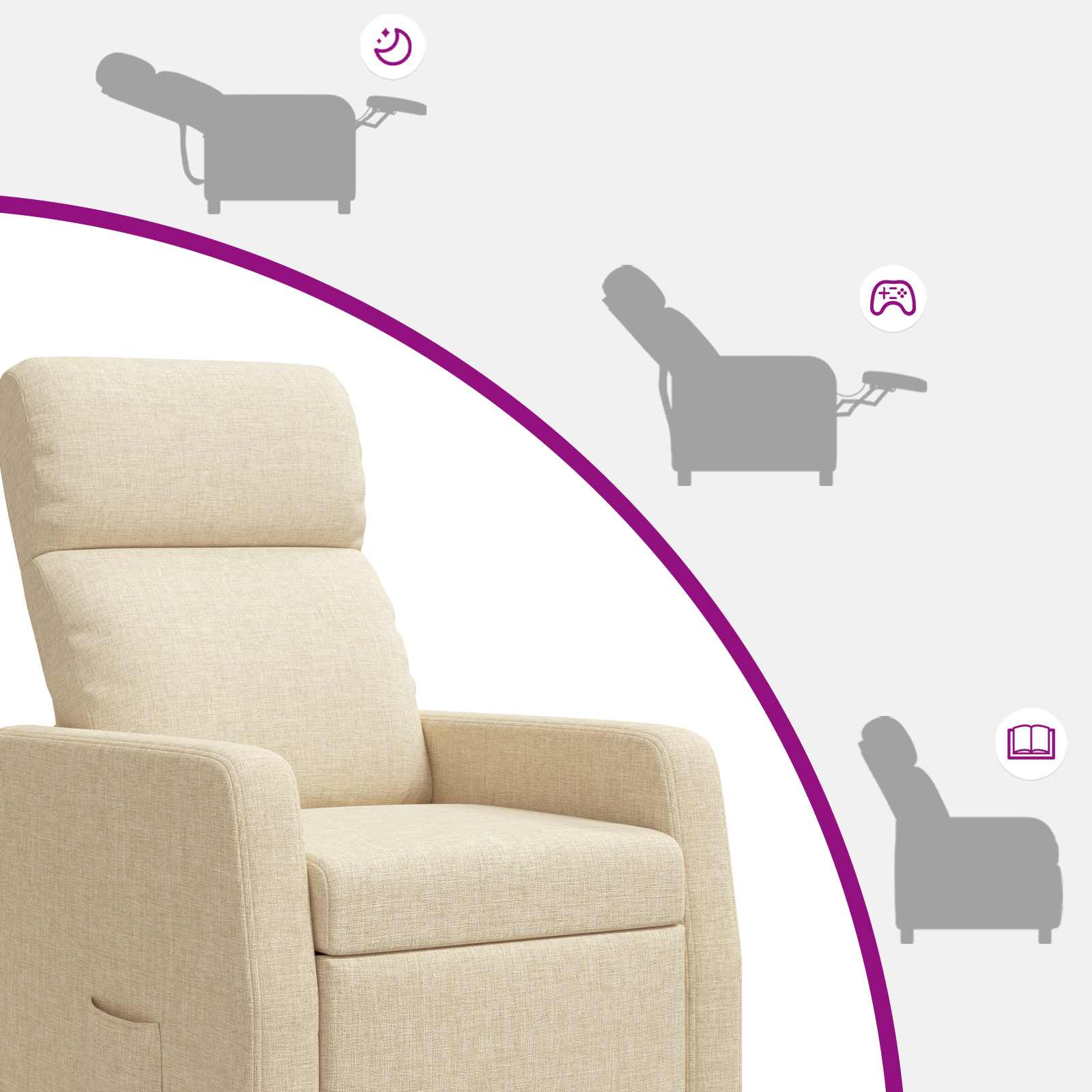 Massage Recliner Crèmekleurig Stof