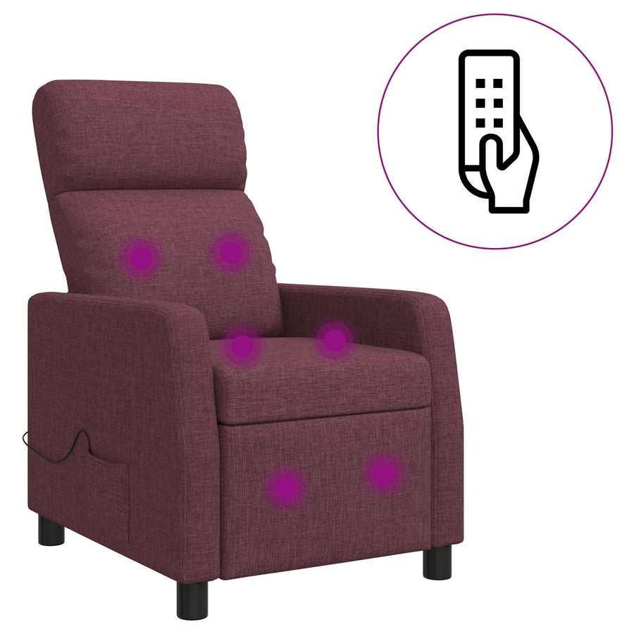 Massage Recliner Paars Stof