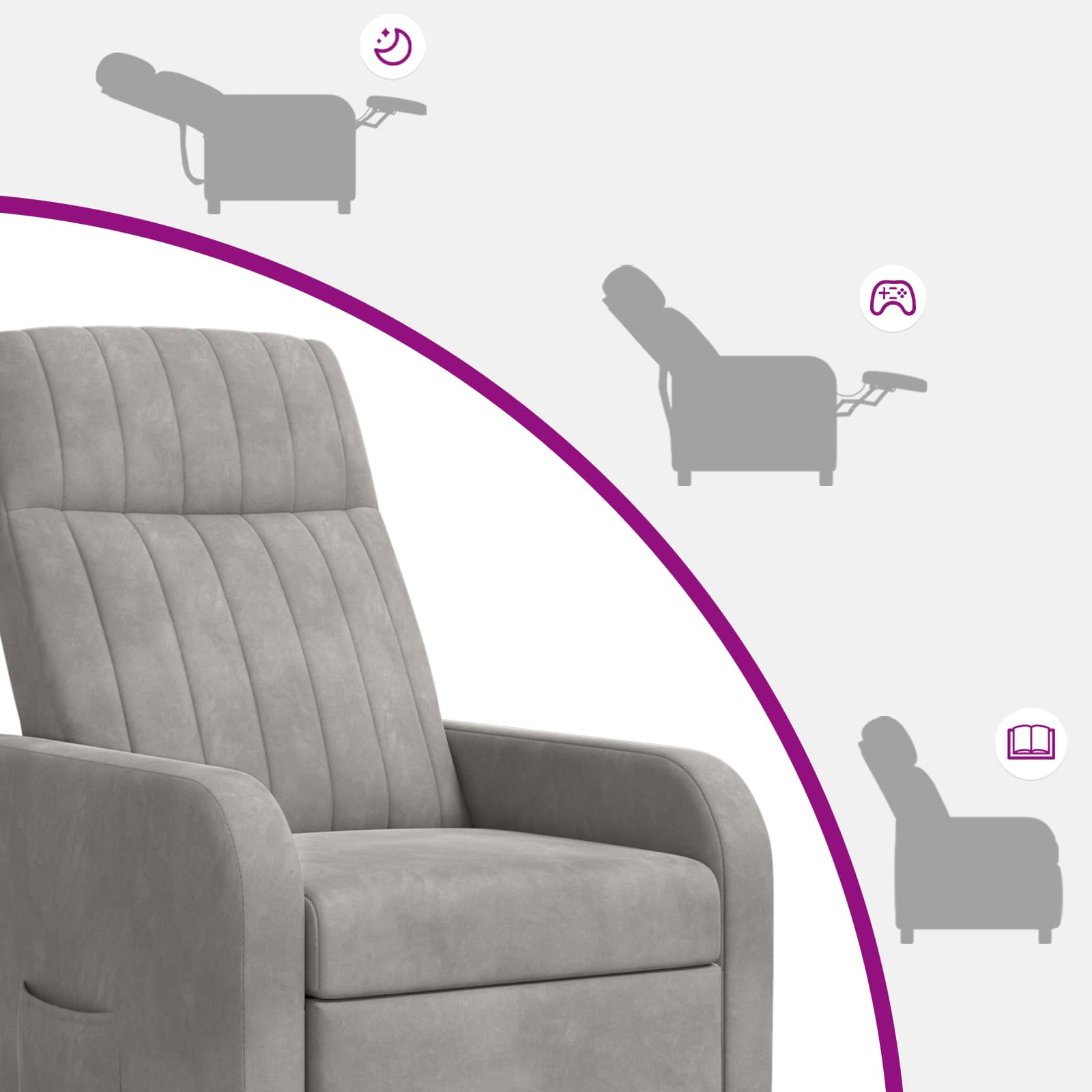 Relaxfauteuil Lichtgrijs fluweel