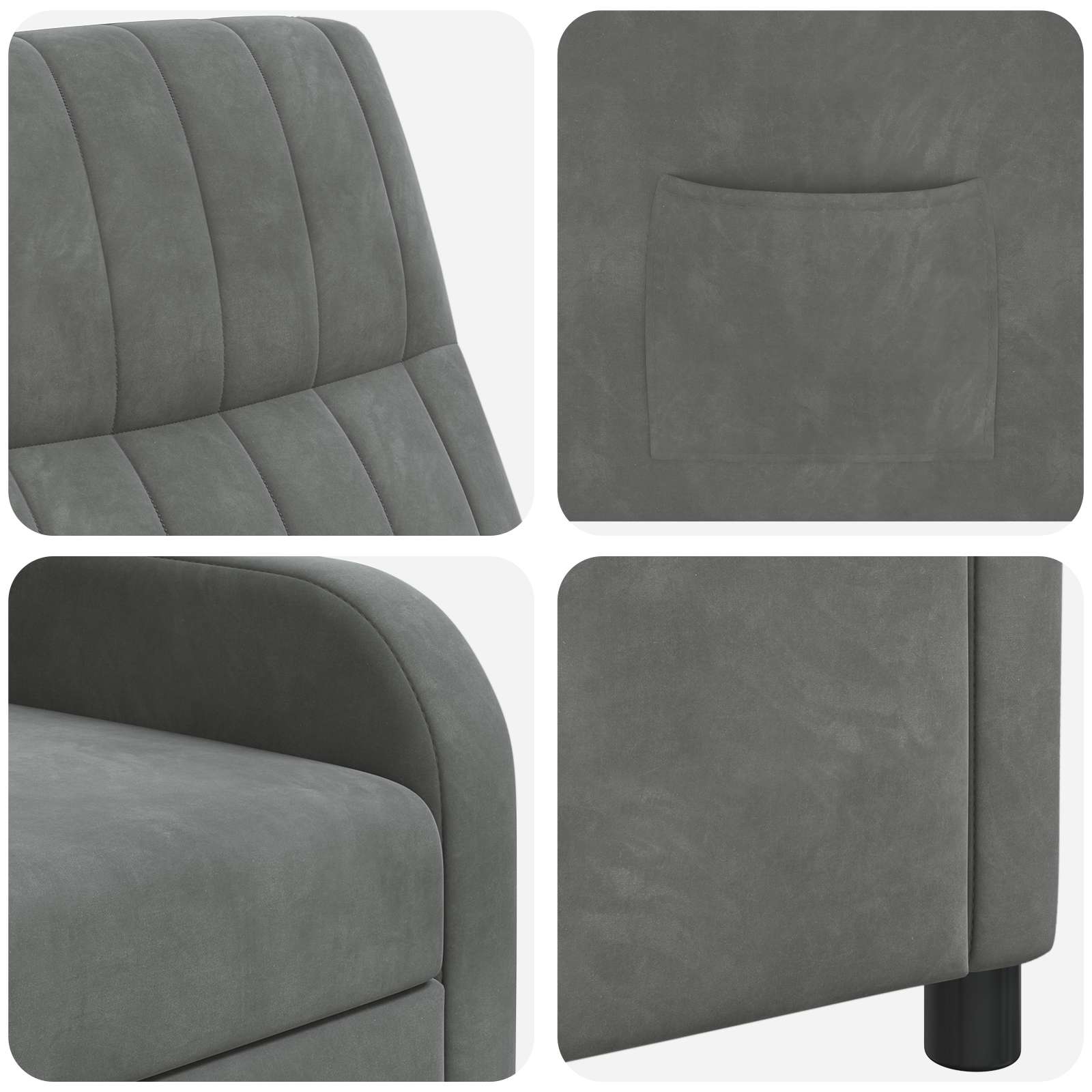 Relaxfauteuil Donkergrijs fluweel