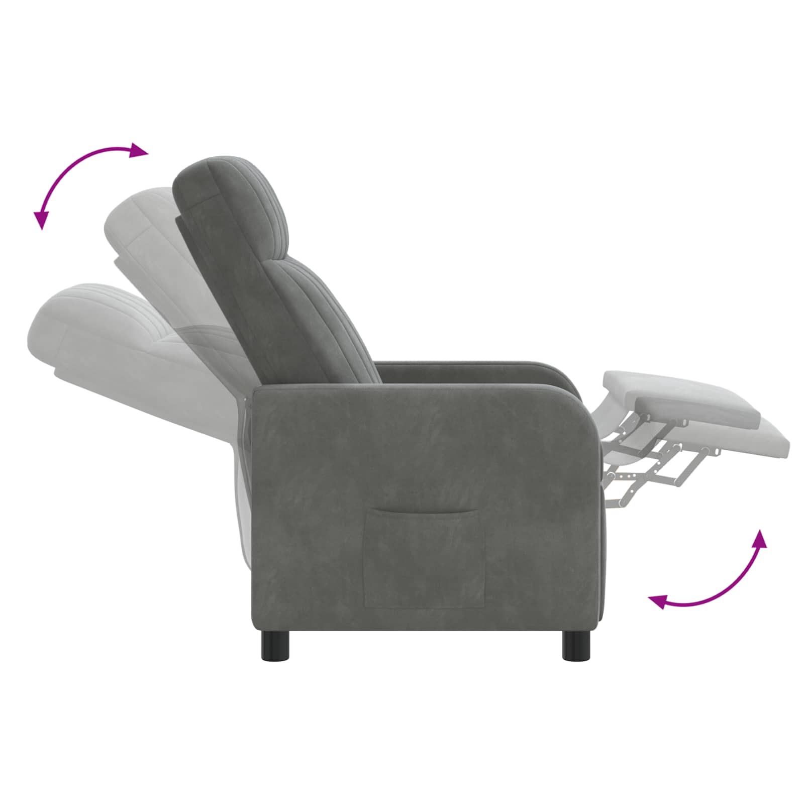 Relaxfauteuil Donkergrijs fluweel