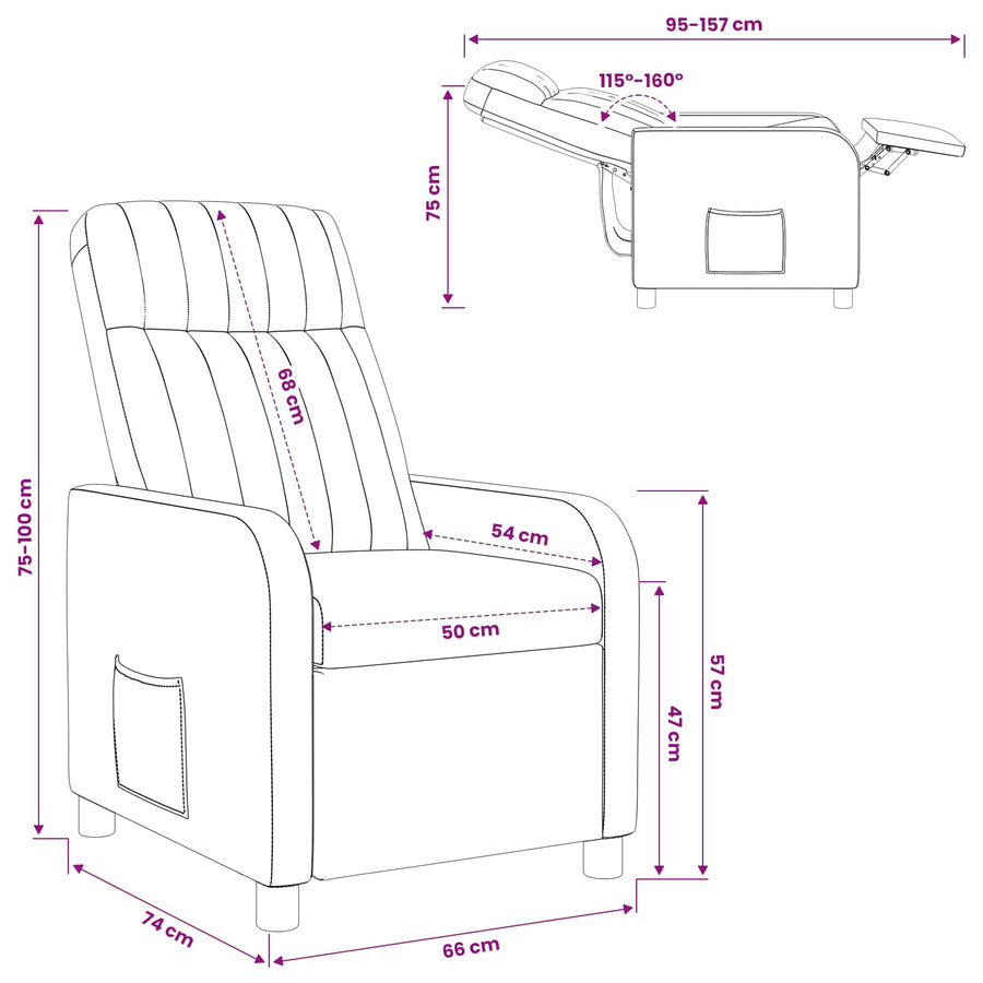 Relaxfauteuil Donkergrijs fluweel