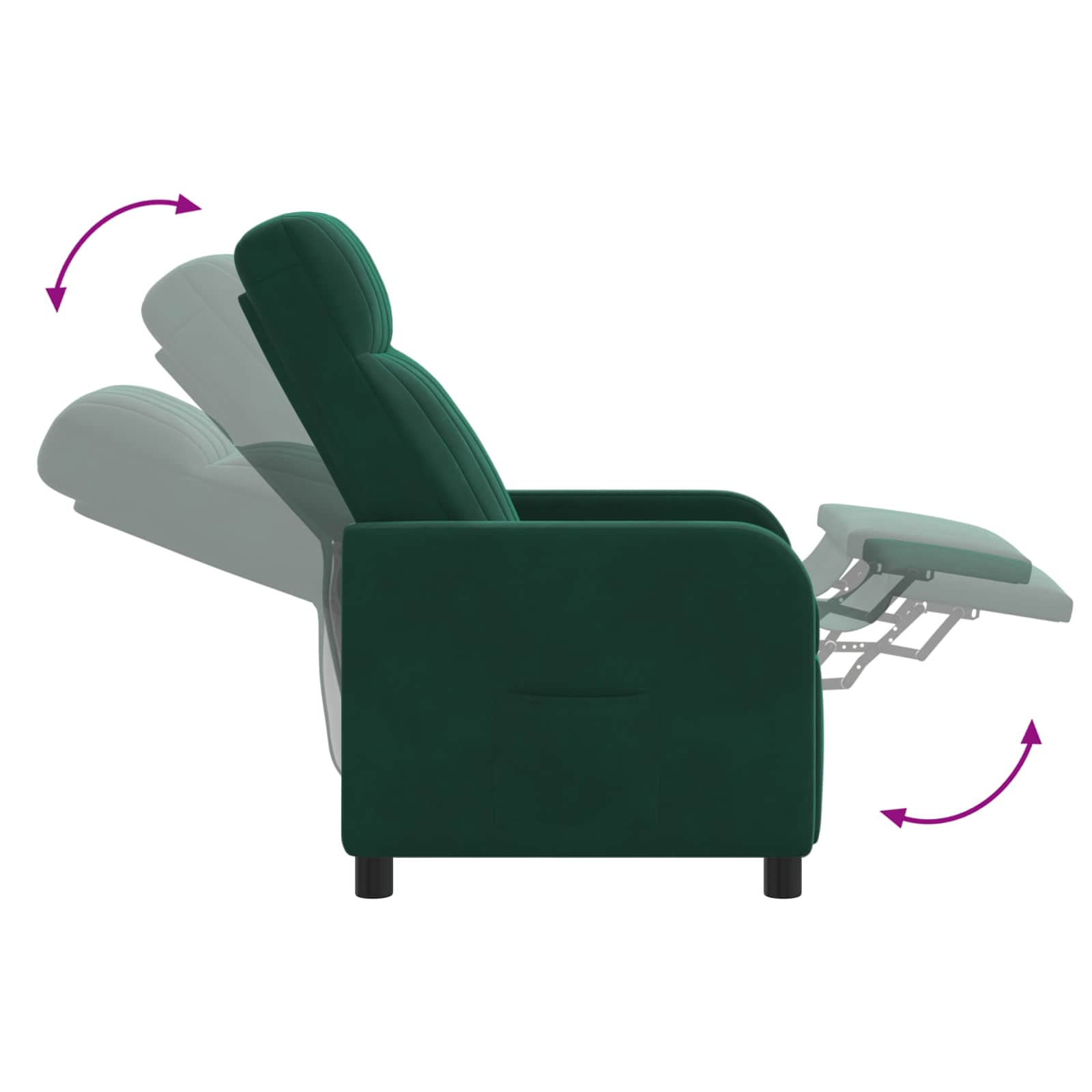 Relaxfauteuil Donkergroen fluweel