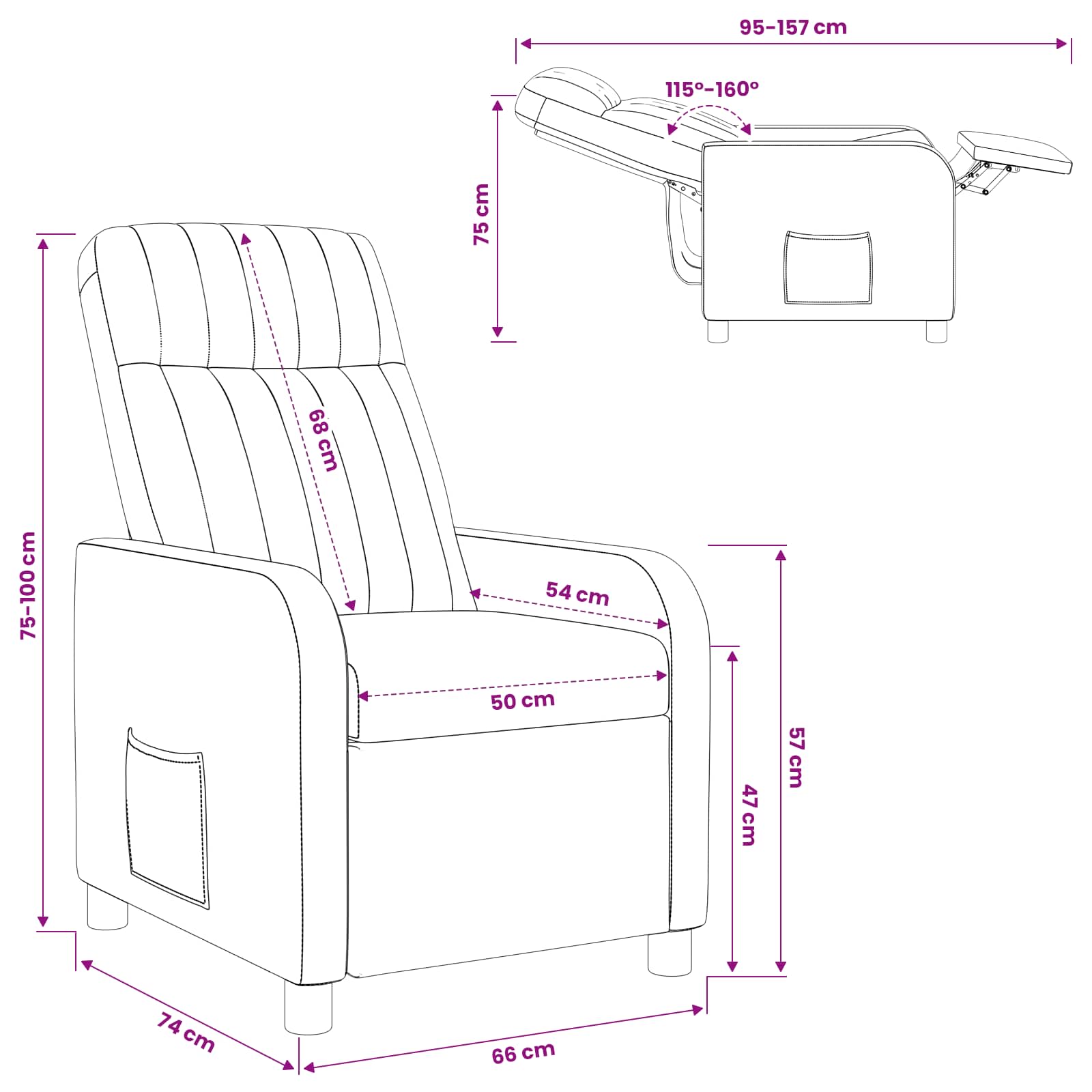 Relaxfauteuil Wijnrood fluweel