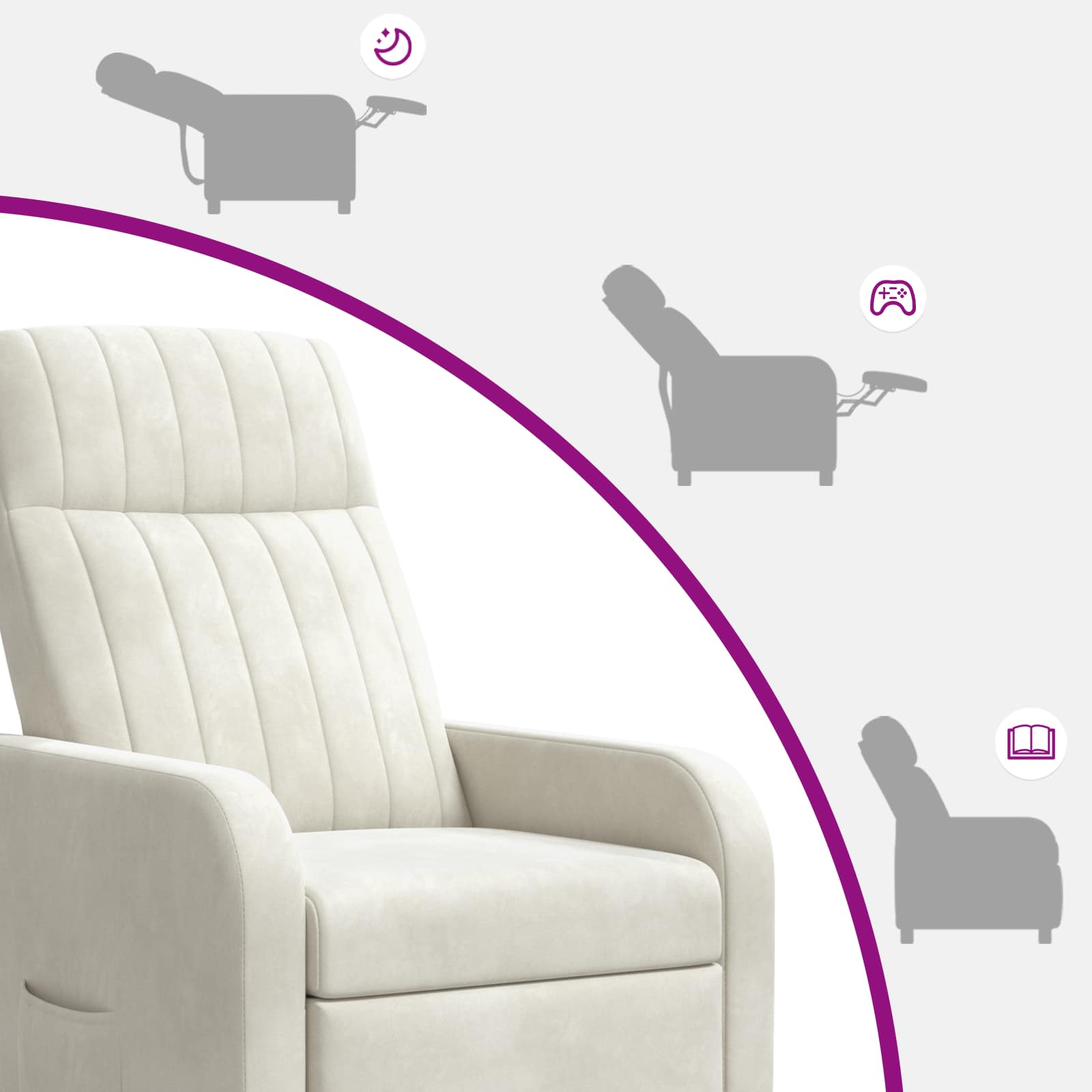 Relaxfauteuil Crèmekleurig fluweel