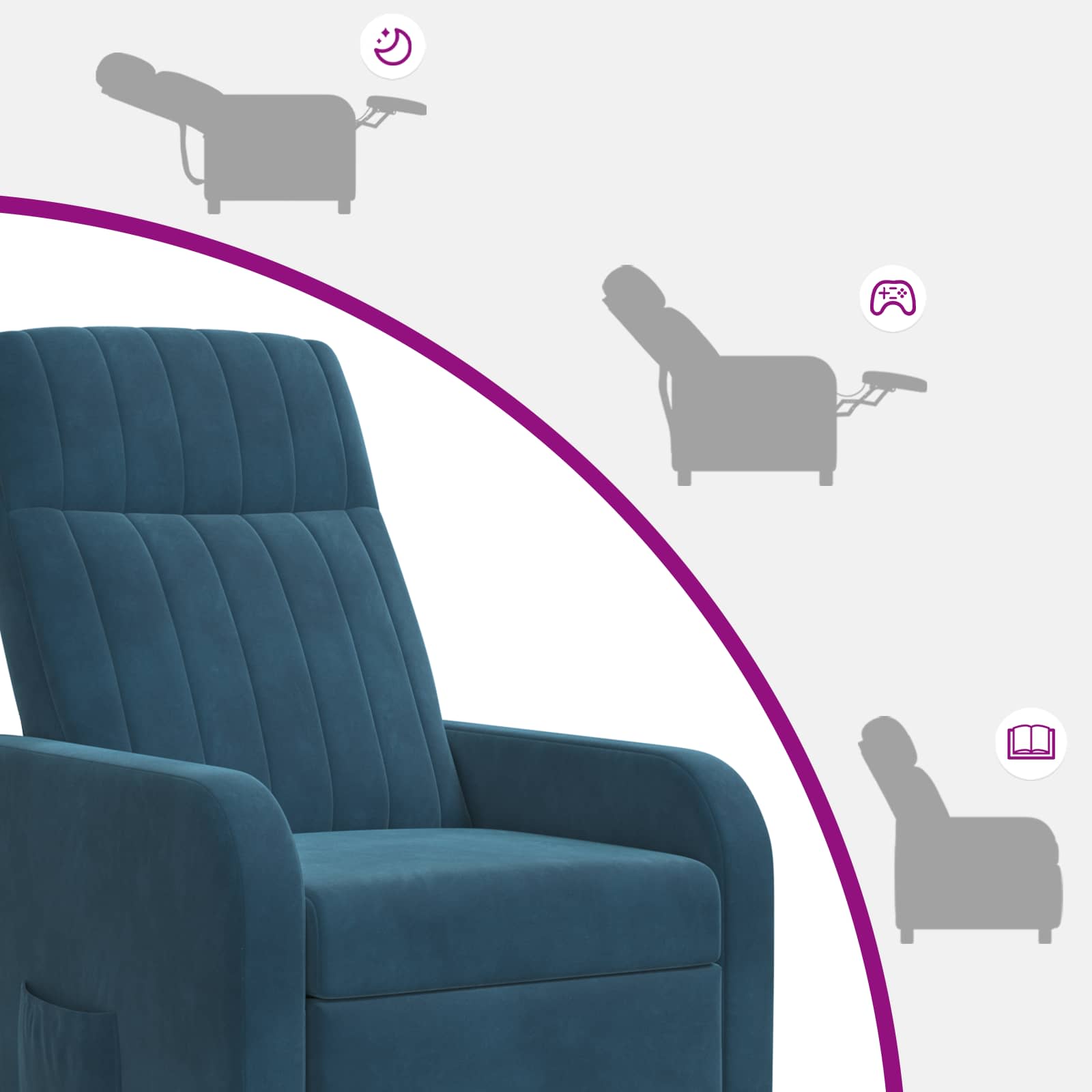 Relaxfauteuil Blauw fluweel