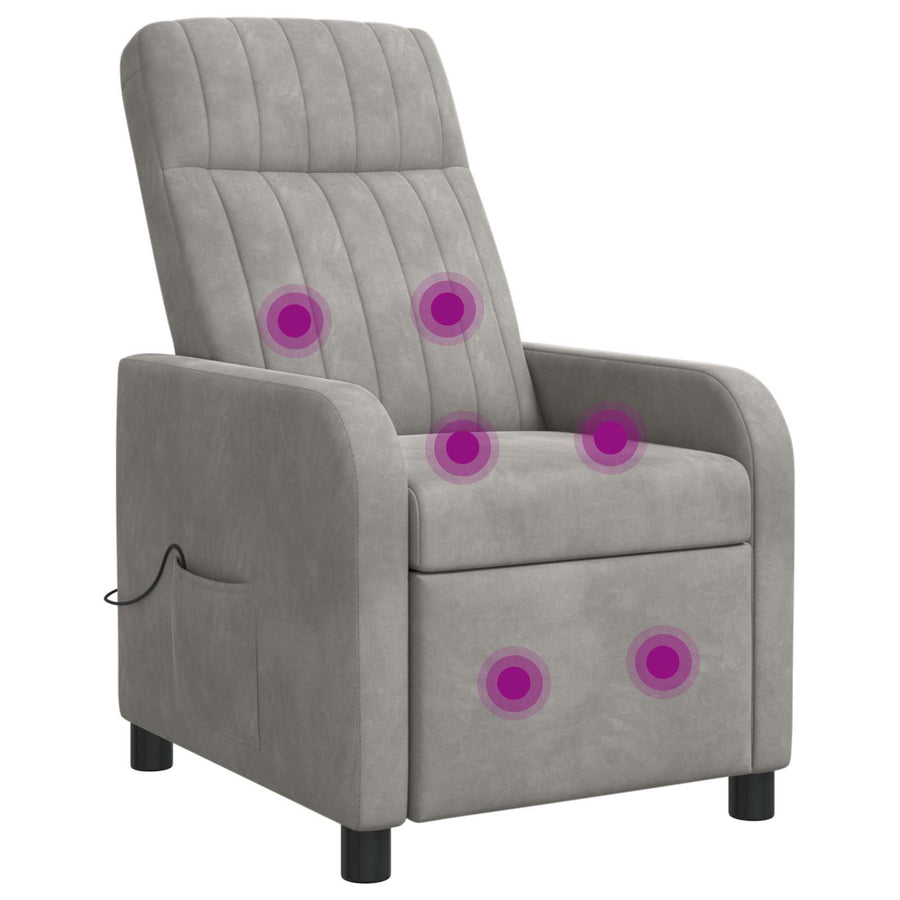 Massage Recliner Lichtgrijs fluweel