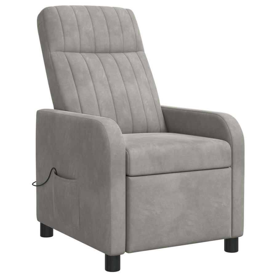 Massage Recliner Lichtgrijs fluweel