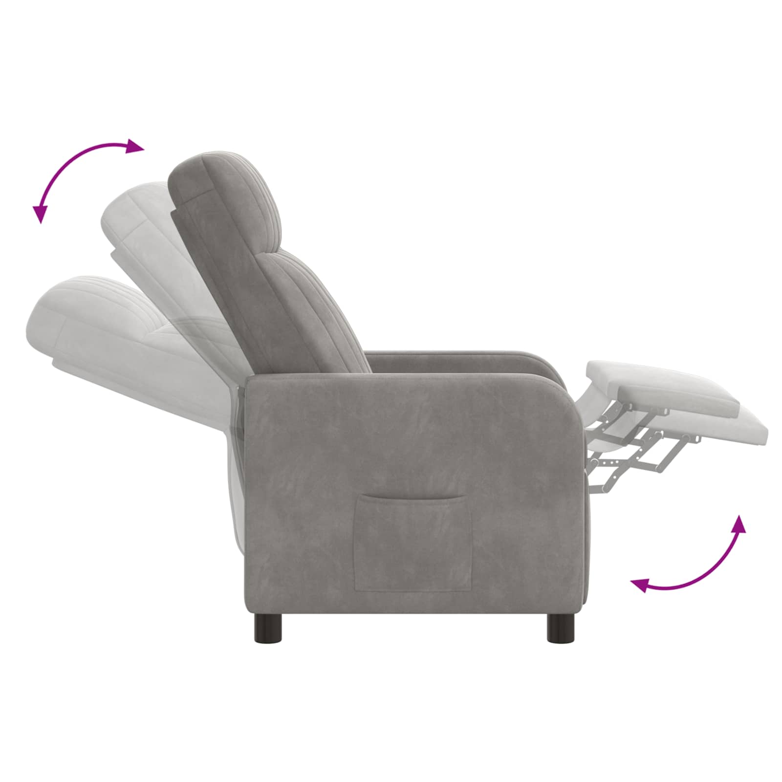 Massage Recliner Lichtgrijs fluweel