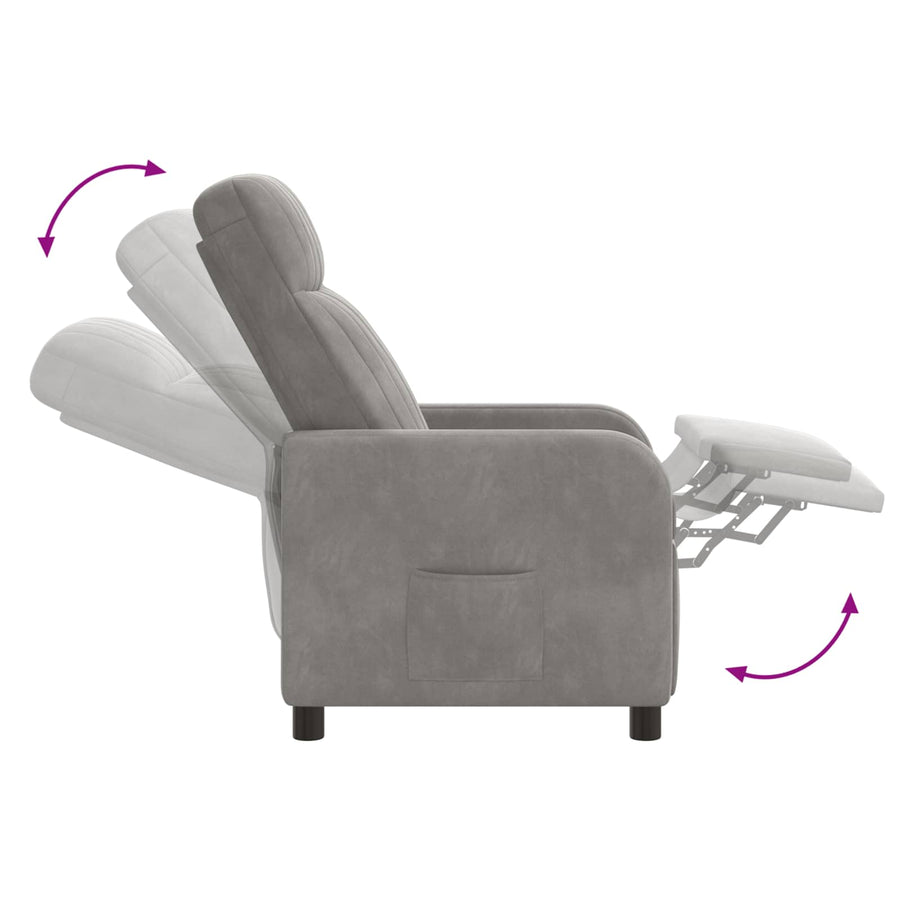 Massage Recliner Lichtgrijs fluweel